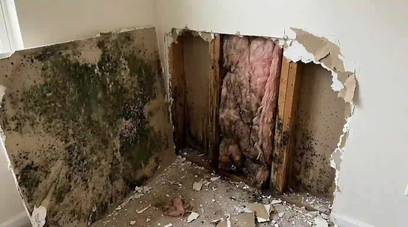 Mold on the back of removed drywall