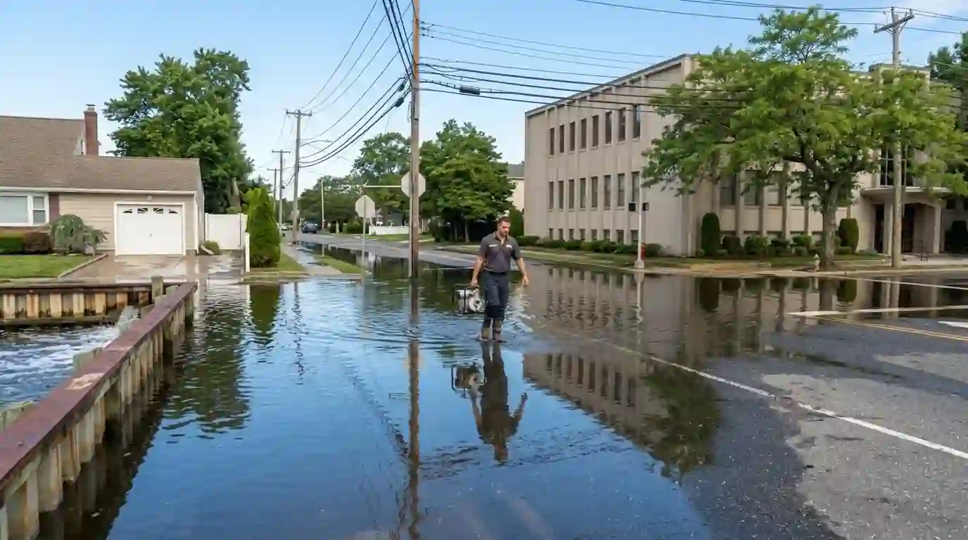 Tidal flooding on a South Shore street in Massapequa