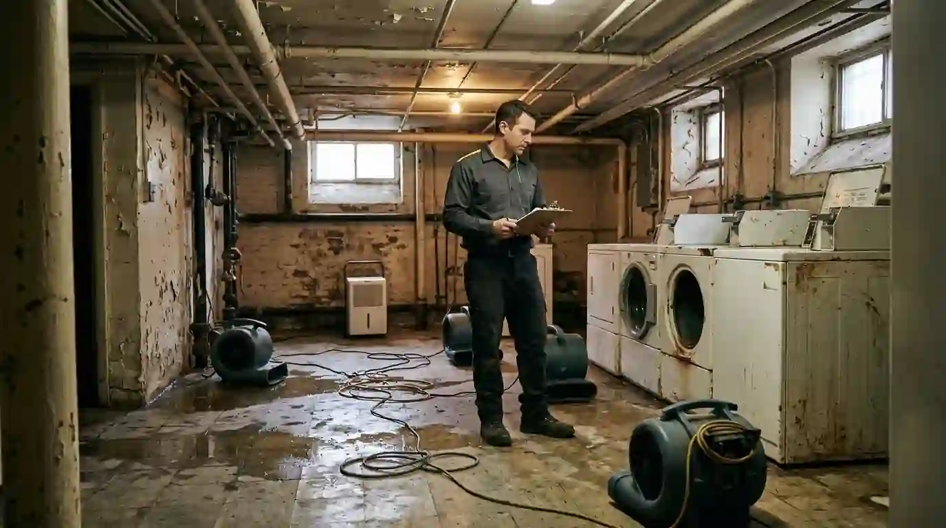 Drying a basement laundry room in Washington Heights