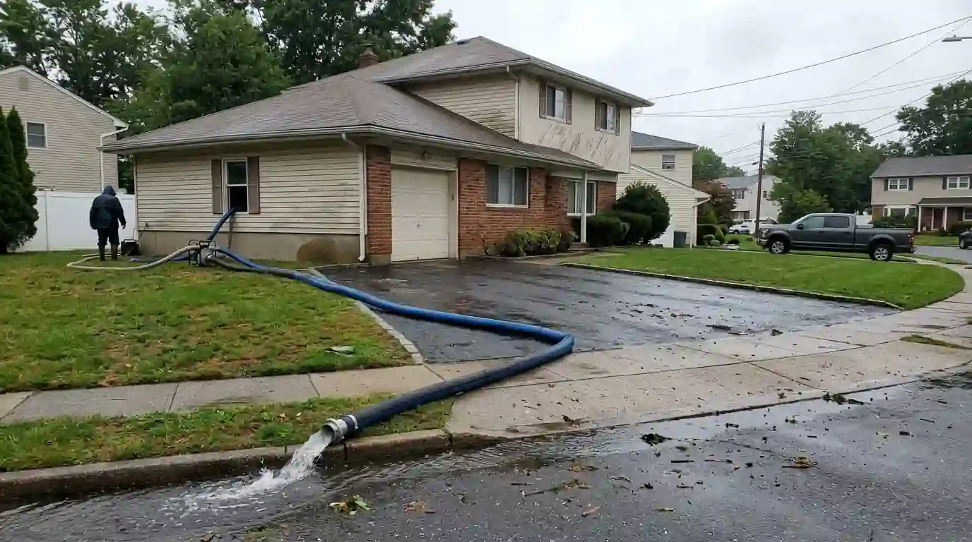 Basement pump-out at a split-level house