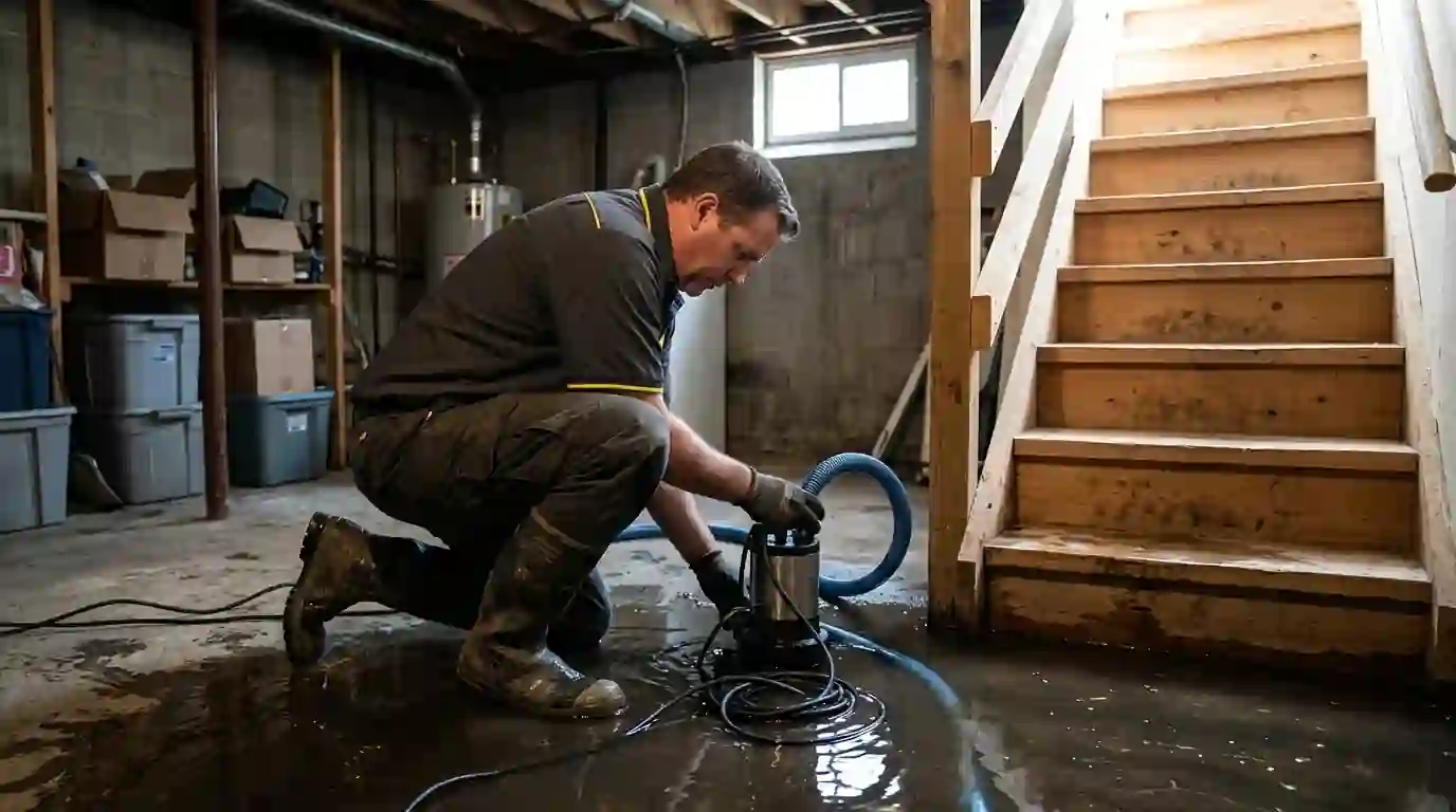 Pumping out a basement in the Town of Islip