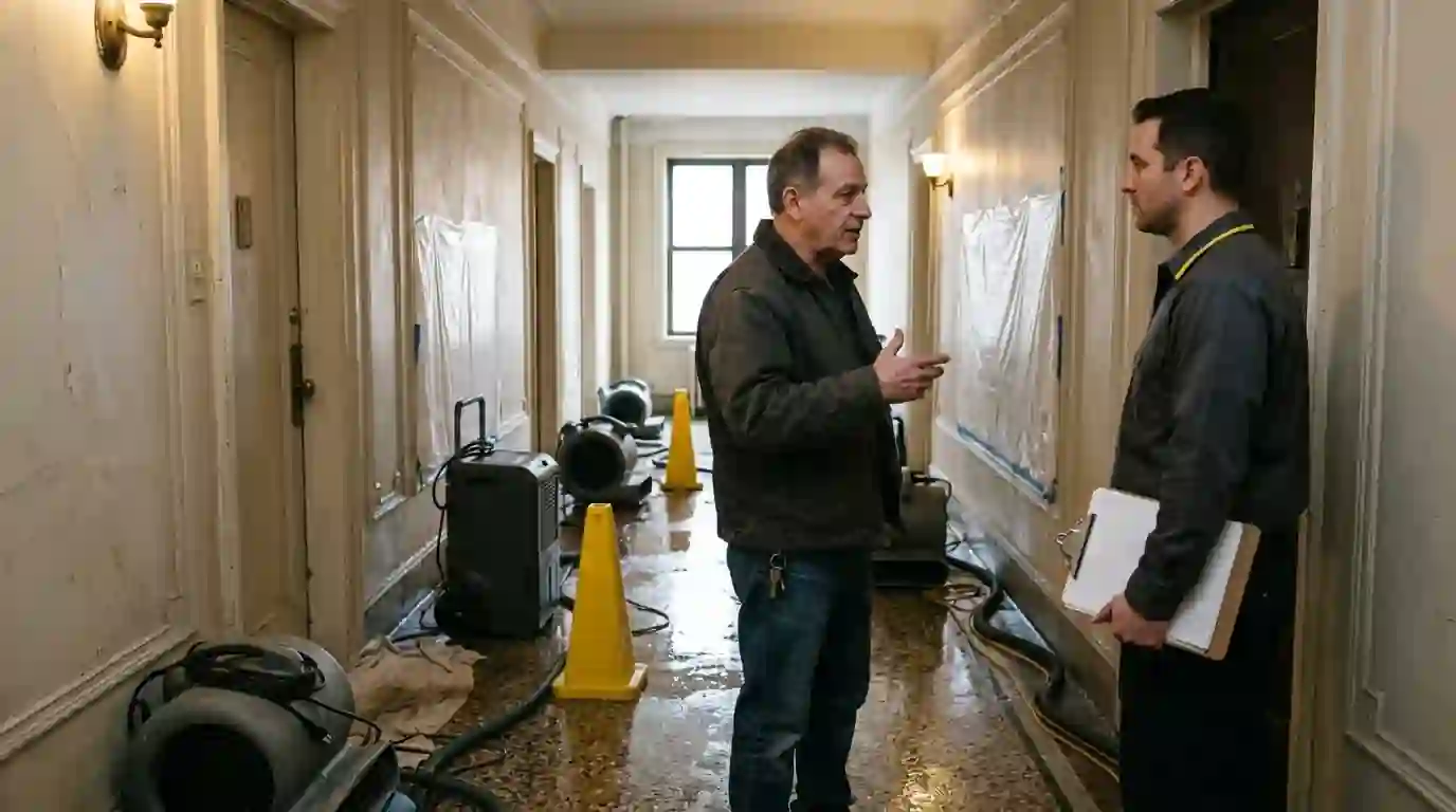 Drying equipment in a co-op hallway with the super