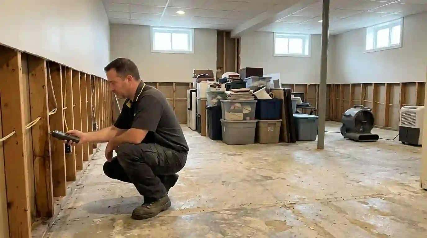 Drying a finished basement on Staten Island's South Shore