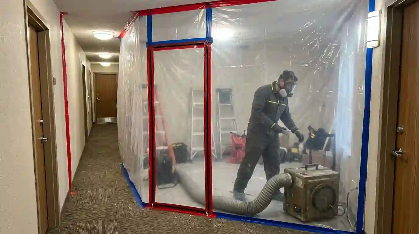 Containment with a zipper door and an air scrubber