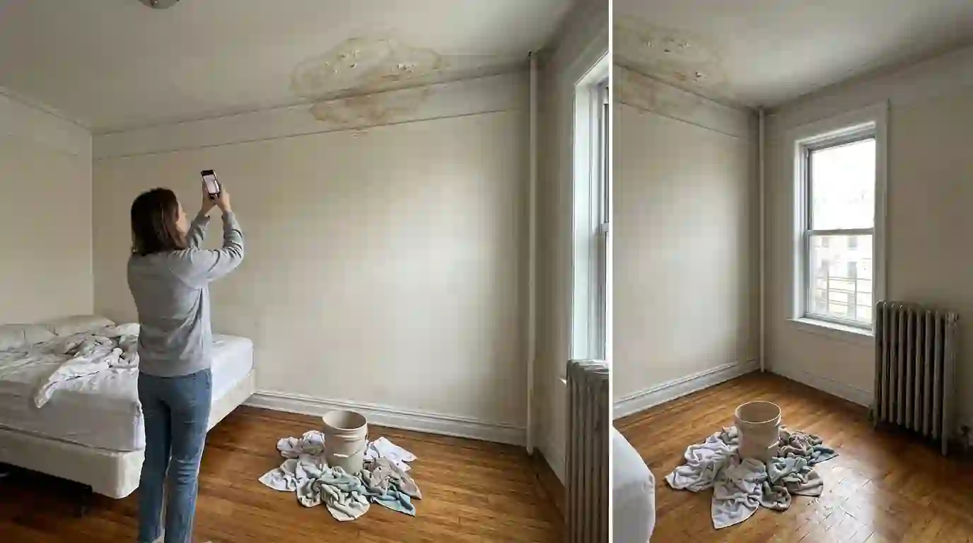 Photographing a water-stained ceiling for the record