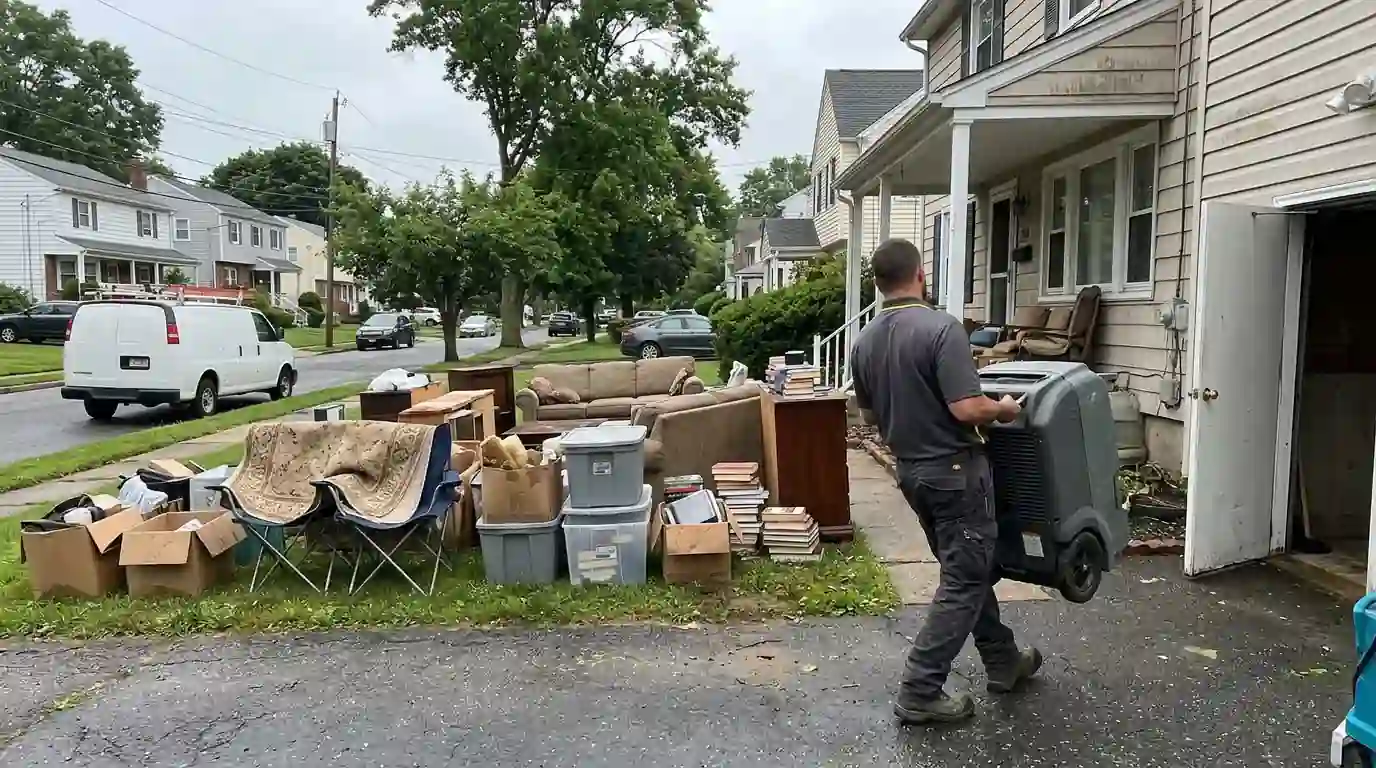 Basement cleanup on a North White Plains street