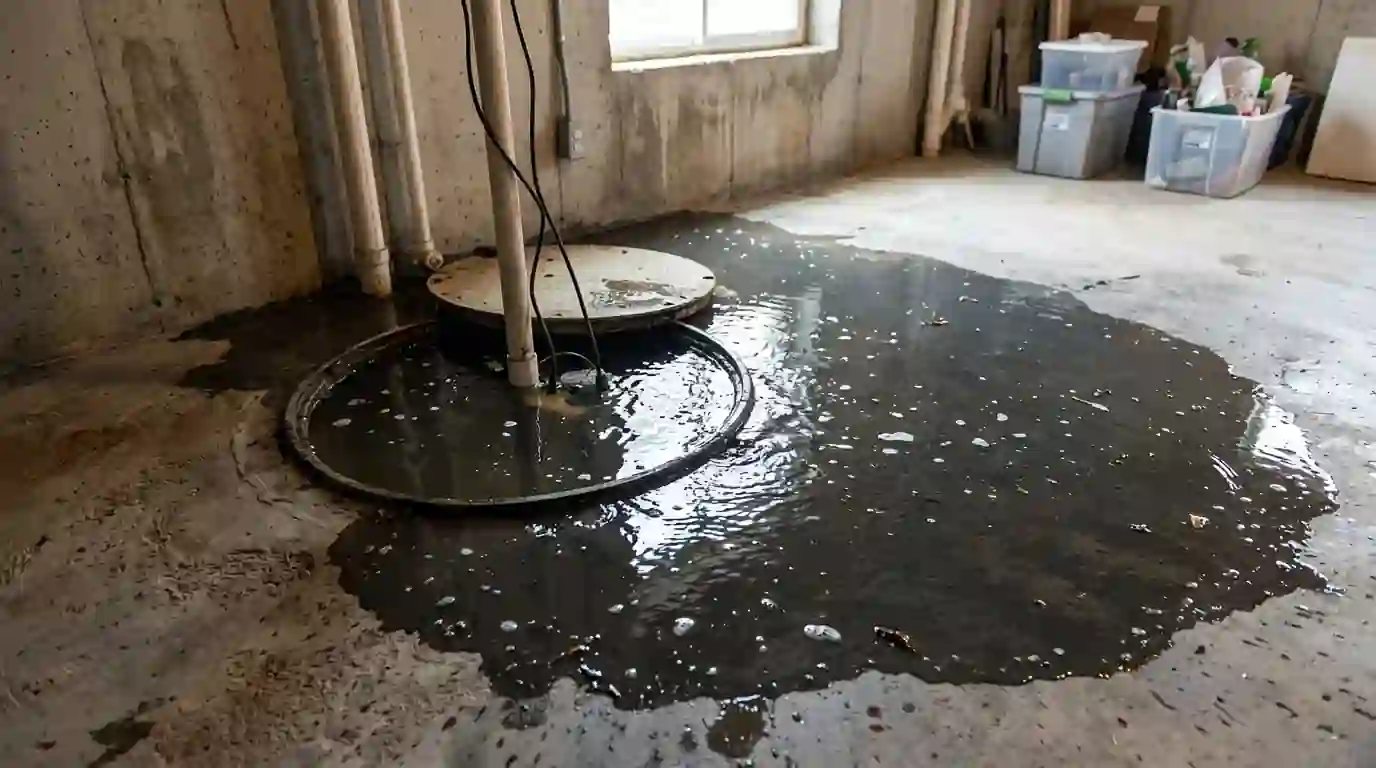Overflowing sump pit with a failed pump