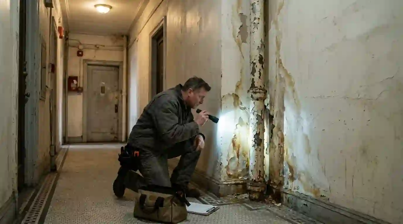 Tracing a riser leak in a Bronx apartment building
