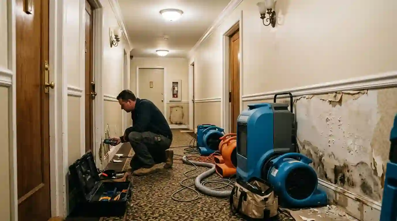 Drying a hallway in a North Shore co-op building