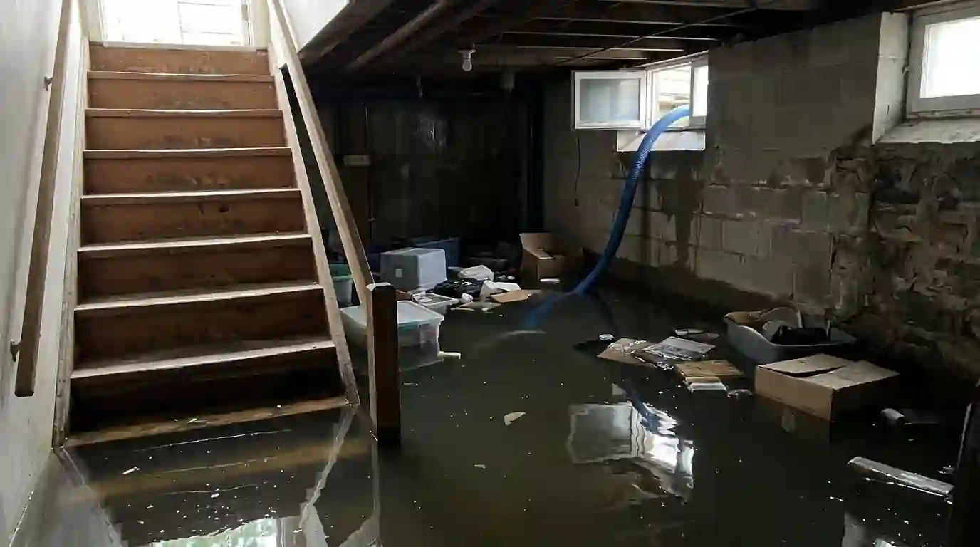 Deep basement flooding in a Yonkers house